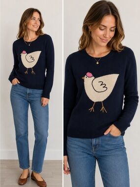 J.Crew French Hen Sweater Navy Wool Cashmere Blend – Size XS – Style 14492